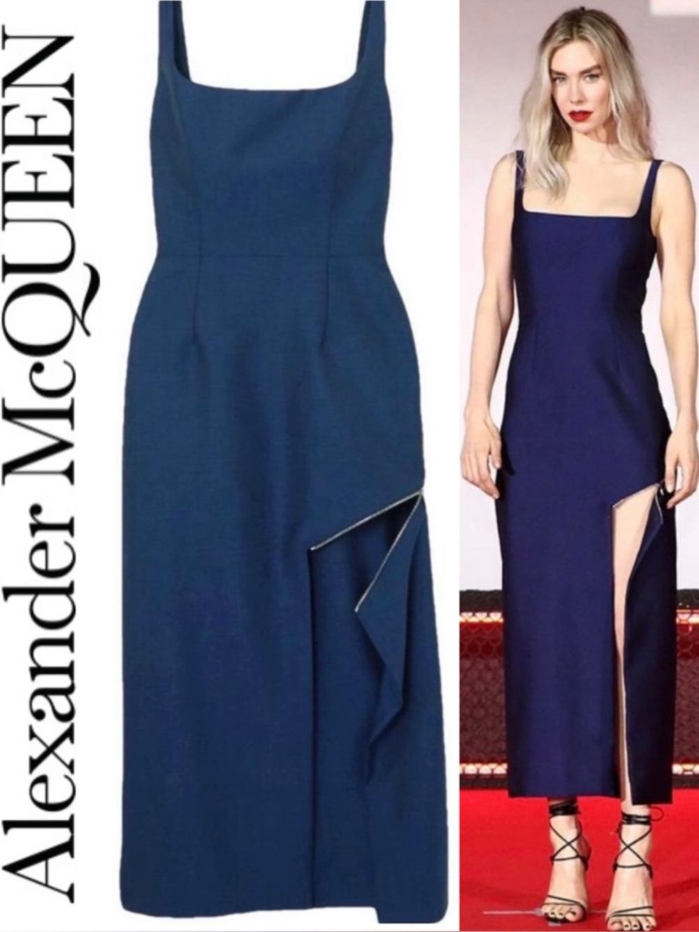 Alexander McQueen 💙 Zip-embellished Midi
Dress